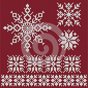 Knitted christmas pattern white on red