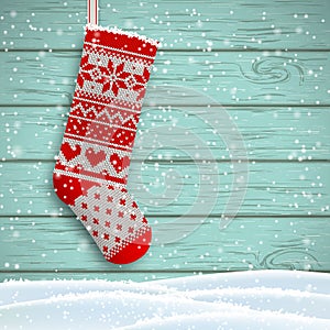 Knitted christmas stocking, illustration