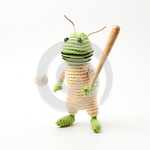 Knitted Cricket Acrobat With Baseball Bat And Ball