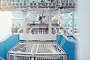 Knitted fabric. Textile factory in spinning production line and a rotating machinery and equipment production company