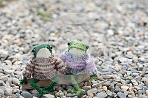 Knitted frogs - toys