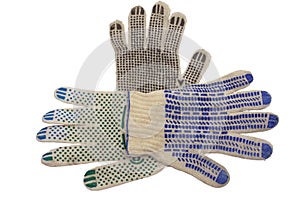 Knitted gloves for manual labor. isolated, with clipping path