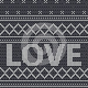 Knitted gray Embroidery love.