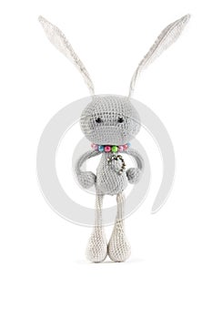 Knitted gray rabbit