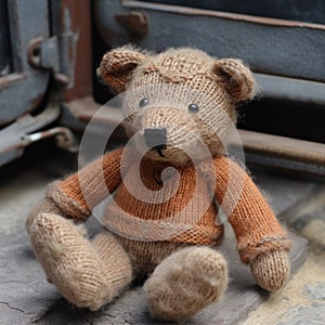 A knitted handmade cute bear
