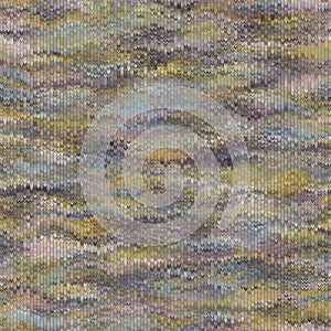 Knitted Marl Variegated Heather Texture Background. Rainbow Pastel Blended Line Seamless Pattern. For Woolen Fabric, Cozy Winter