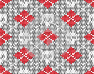 Knitted pattern with skulls