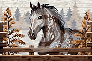 knitted pictures, patchwork quilt, horse image