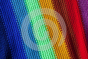 Knitted rainbow scarf