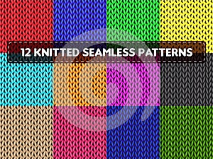 Knitted seamless patterns. Vector illustration.