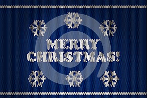 Knitted texture merry christmas sign congratulation greeting card ugly sweater