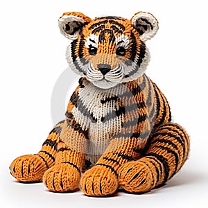 Knitted Tiger Stuffed Animal In Adrianus Eversen Style