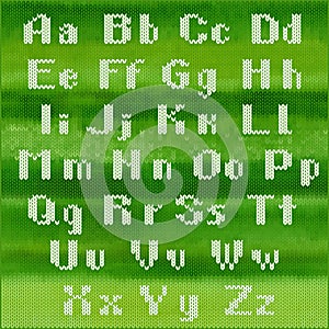 Knitted vector alphabet, white bold sans serif letters. Part 1 - letters.