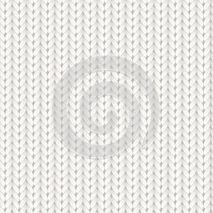 Knitted vector seamless pattern. White merino wool knit texture. Realistic warm cozy handmade knitting background