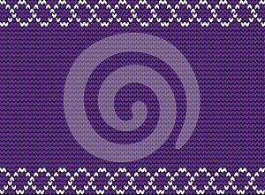 Knitted violet background with white weavy frame.