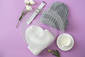 Knitted white and gray hats