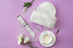 Knitted white hat