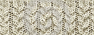 Knitted wool texture, cable stitch pattern, handmade cloth