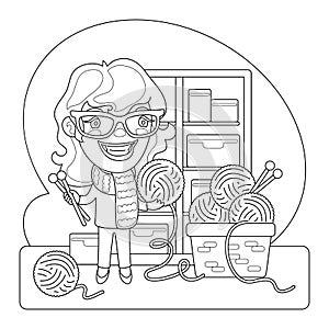 Knitter Coloring Page