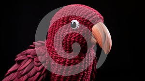 Maroon Knitted Parrot Toy With Realistic Chiaroscuro Lighting photo