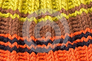 Knitting. Background knitted texture. Bright knitting needles