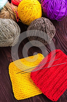 Knitting ball of yarn and knitting needles