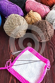 Knitting ball of yarn and knitting needles