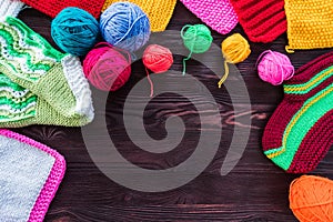 Knitting ball of yarn and knitting needles
