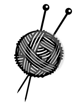 Knitting - Ball of Yarn With Needles Stuck In It. A clew and knitting needles - vector silhouette illustration for a logo or picto