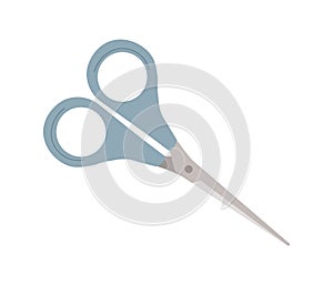 Knitting blue scissors concept