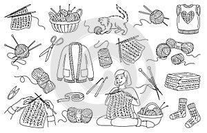 Knitting Crochet set vector