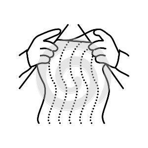 knitting hands knitting wool line icon vector illustration