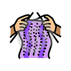 knitting hands knitting wool color icon vector illustration