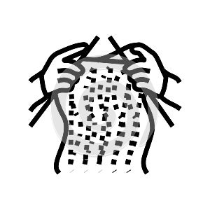 knitting hands knitting wool line icon vector illustration