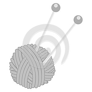 Knitting icon isolated on white background. Wool ball logo design. Knitwork hobby illustration