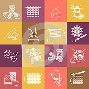 Knitting icons set