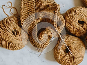 Knitting needles and yarn