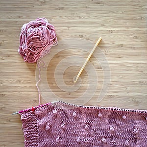 Knitting With Pink Wool