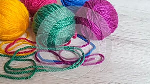 Knitting yarn in rainbow colors