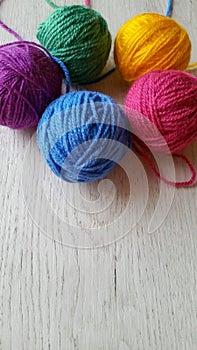 Knitting yarn in rainbow colors