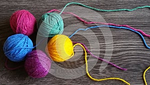 Knitting yarn in rainbow colors