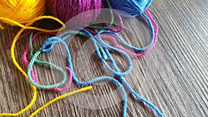 Knitting yarn in rainbow colors