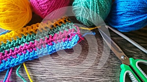 Knitting yarn in rainbow colors