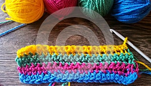 Knitting yarn in rainbow colors