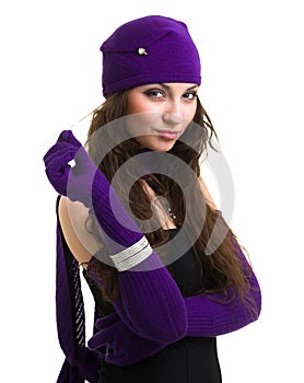 Knitwear. young woman wearing a winter cap