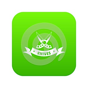 Knive weapon icon green vector