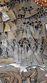 Knives, Axes and Sickles selling at local market photo