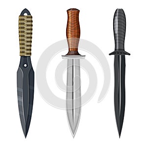 Knives and combat weapon blades or hunt daggers