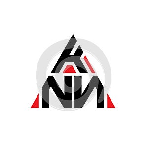 KNN triangle letter logo design with triangle shape. KNN triangle logo design monogram. KNN triangle vector logo template with red