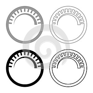 Knob regulation handle variation value regulating sign regulate level concept tuning button set icon grey black color vector